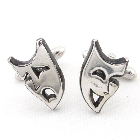 Vintage Swank Comedy & Tragedy Mask Cufflinks - Picture 1 of 12